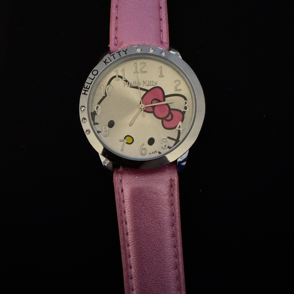 Hello Kitty Pink Leather Strap Watch